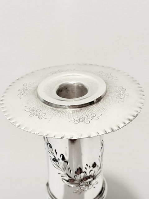 Antique Silver Plated Single Candlestick Decorated with an Open Mouthed Figure to Base Antique Silver Plated Single Candlestick Decorated with an Open Mouthed Figure to Base