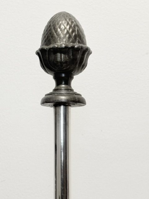 Pair of Lyre Shaped Table Lamps Each Holding Two Lights and a Glass Column