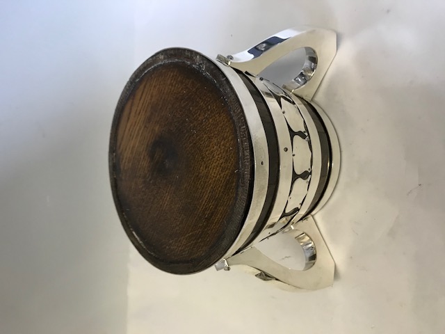 Antique Wood and Silver Plated Loving Cup or Tyg