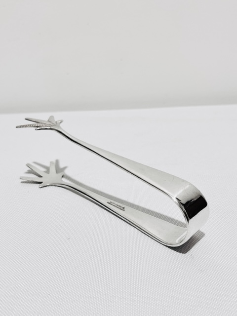 Pair of Vintage Silver Plated Simple in Design Ice Tongs (c.1940)