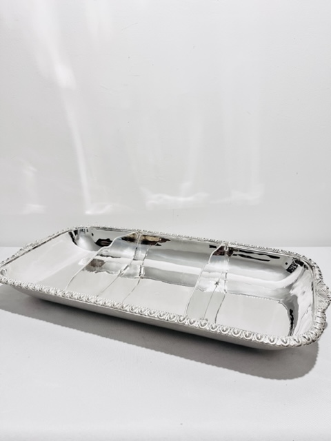 Large Antique Silver Plated Oblong Buffet Serving Tray (c.1880)
