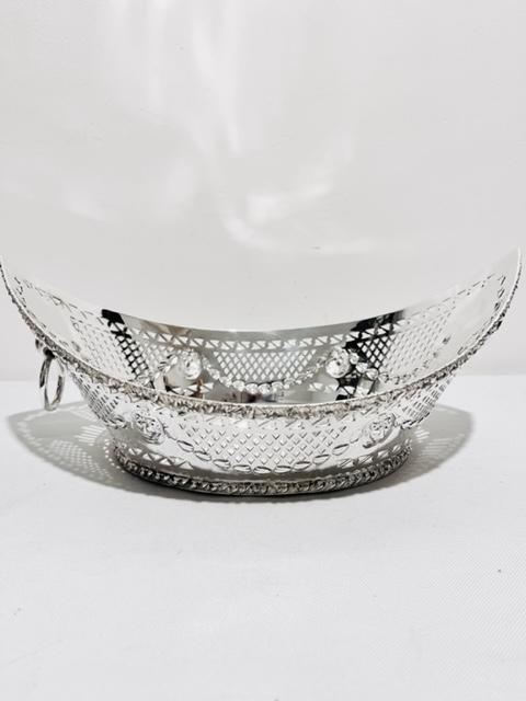 Antique Silver Plated Oval with Raised Edges Bread Roll Dish