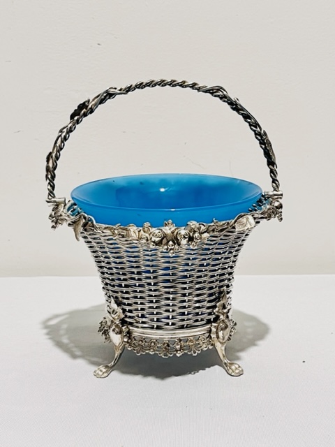Antique Silver Plated Jam or Preserve Dish with Turquoise Liner (c.1880)