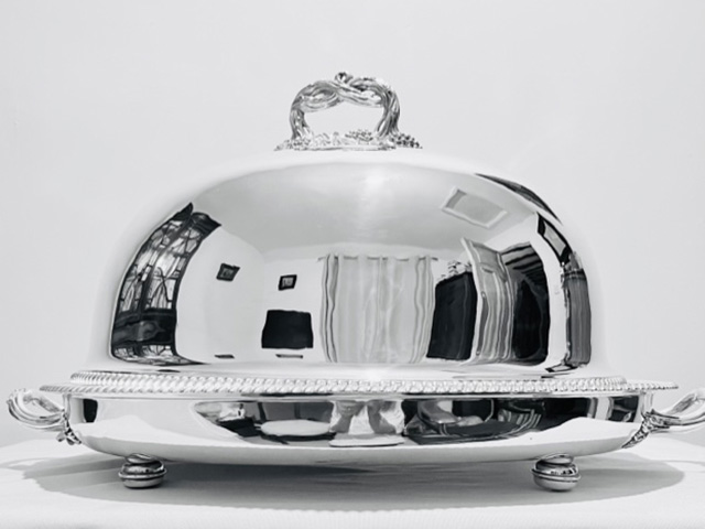 Substantially Large Antique Silver Plated Meat Dome Cover and Base (c.1880)