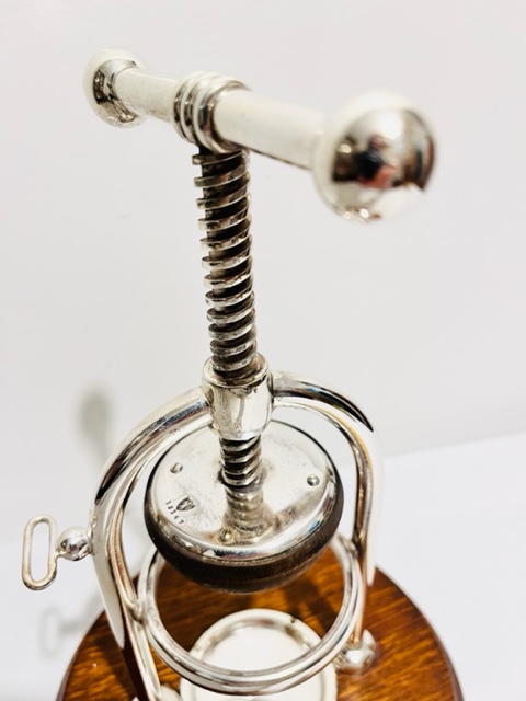 Antique Silver Plated and Oak Lemon Squeezer or Juicer
