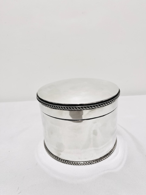 Round Antique Silver Plated Biscuit or Wafer Box (c.1900)