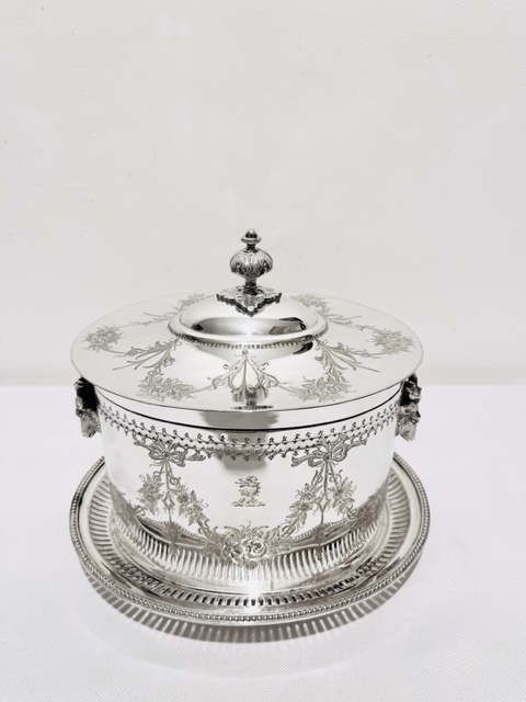 Handsome Antique Silver Plated Oval Biscuit Box (c.1880)