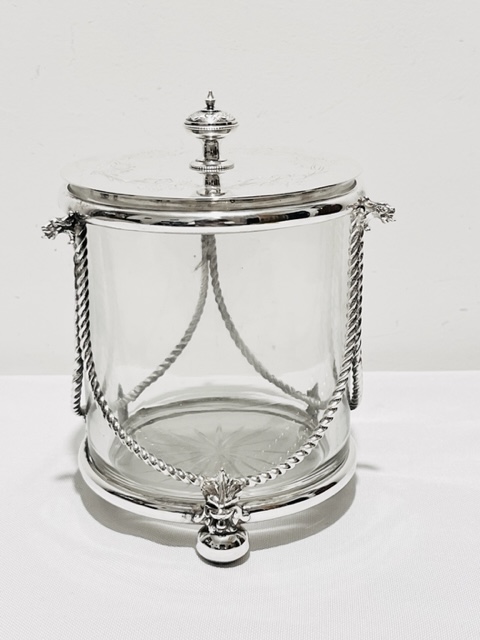 Antique Silver Plated Biscuit Box with Original Glass Liner (c.1880)