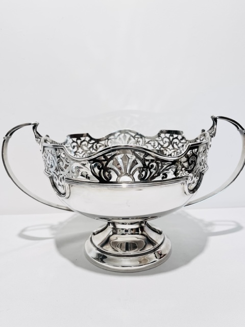 Antique Silver Plated Monteith Bowl with Wide Looped Handles (c.1920)