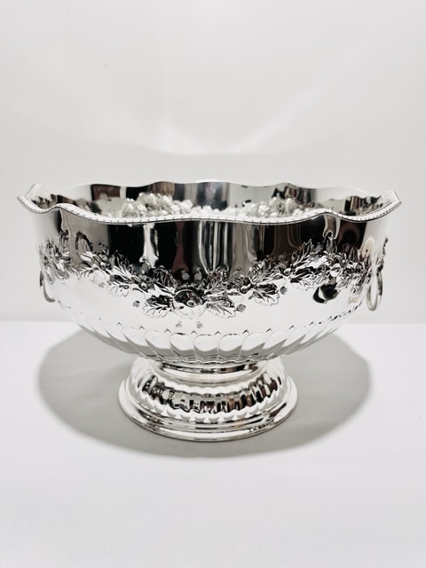 Vintage Silver Plated Punch Bowl with Fluted Decoration (c.1950)