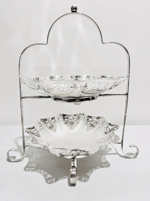 Pretty Vintage Silver Plated Cake Stand with Round Dishes