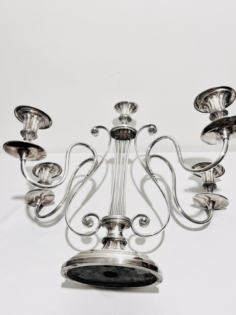 Stylish Tall Antique Silver Plated Novelty Candelabra