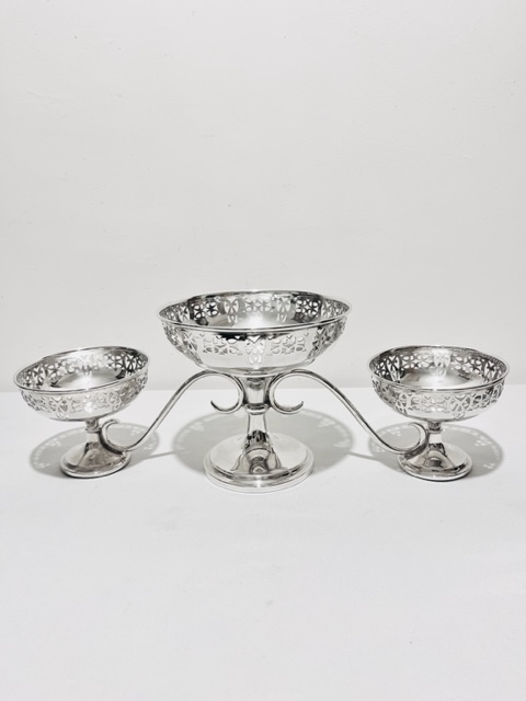 Vintage Silver Plated Set of Three Comports