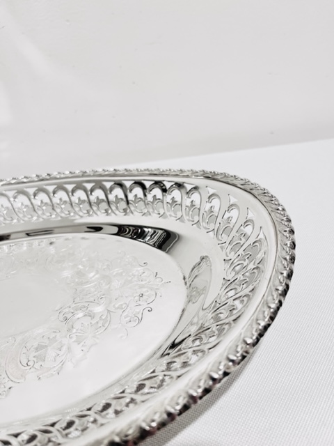 Antique Silver Plated Oval Bread Dish