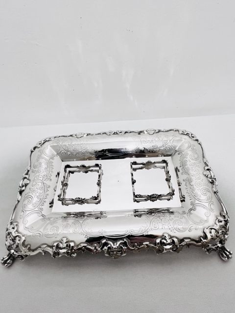 Antique Arts & Crafts Design Silver Plated Inkstand