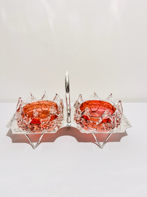 Smart Double Jam or Preserve Dishes in a Silver Plated Stand