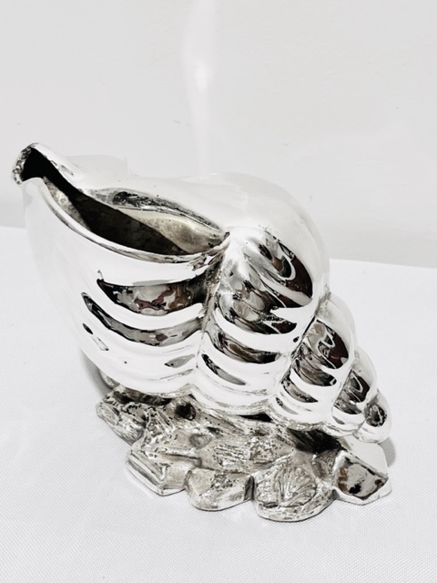 Silver Plated Spoon Warmer Modelled as a Large Conch Shell (c.1880)