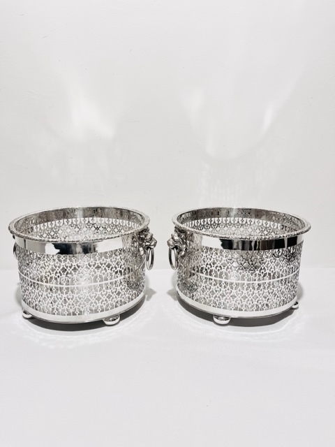 Handsome Pair of Antique Silver Plated Planters