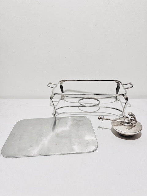 Antique Silver Plated Warming Stand with Original Burner