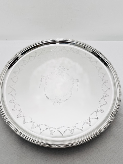 Round Silver Plated Antique Salver (c.1880)
