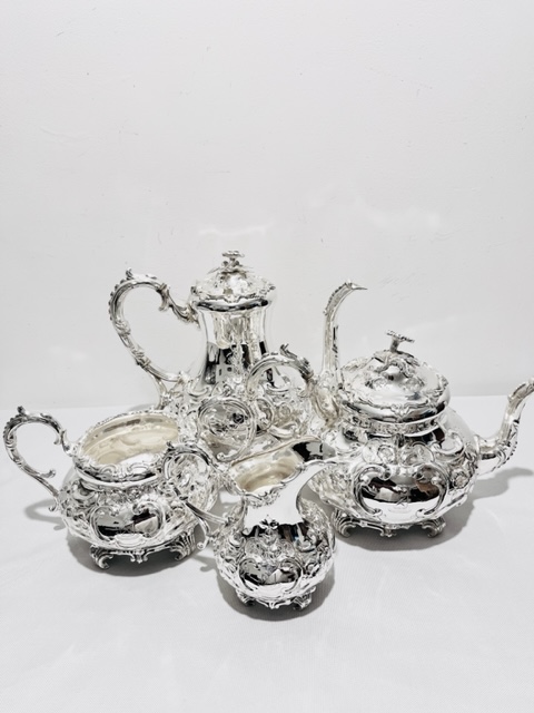 Ornate Victorian Antique Silver Plated Tea and Coffee Set (c.1880)