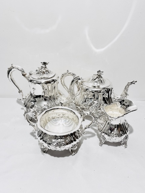 Attractive Antique Silver Plated 4 Piece Tea and Coffee Set (c.1880)