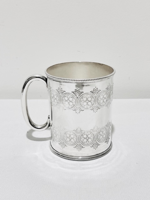 Antique Silver Plated Can Shaped Christening Cup (c.1880)