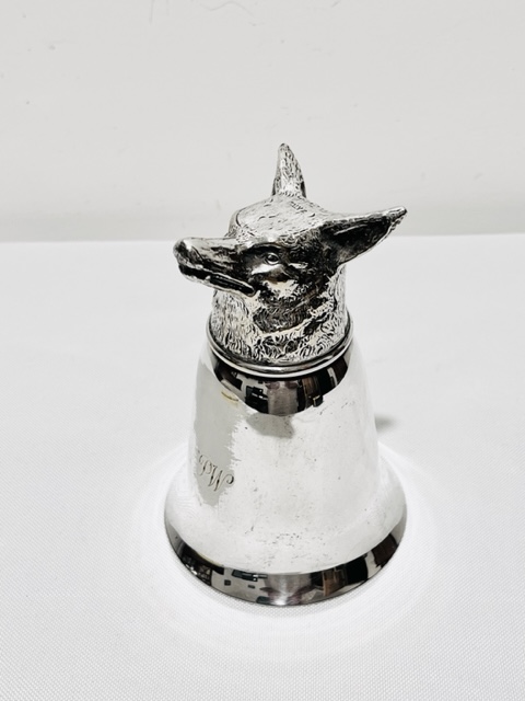 Vintage Silver Plated Stirrup Cup Modelled as a Fox’s Head (c.1970)