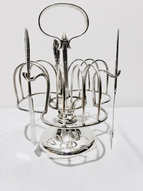 Unusual Antique Silver Plated Swivelling Toast Rack (c.1900)