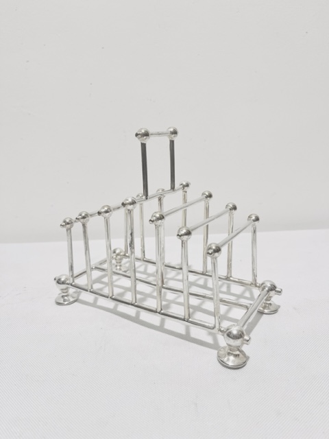 Antique Silver Plated Toast Rack of Geometric Design