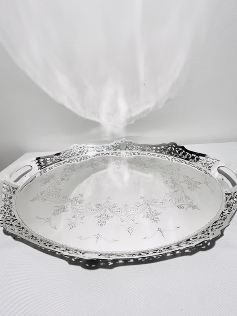 Handsome Antique Silver Plated Oval Tray (c.1880)