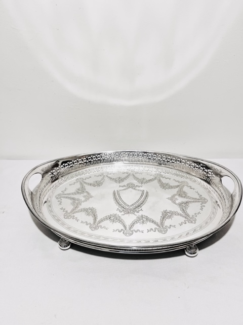 Antique Oval Silver Plated Walker and Hall Tray (c.1880)