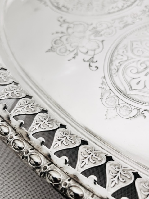 Smart Large Antique Oval Silver Plated Tray