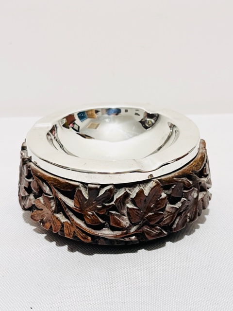 Oak & Silver Plated Antique Ash Tray (c.1920)