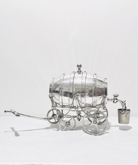 Novelty Antique Silver Plated Brandy Wagon (c.1900)