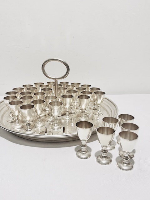 Smart and Compact Vintage Silver Plated Communion or Shot Set