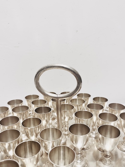 Smart and Compact Vintage Silver Plated Communion or Shot Set