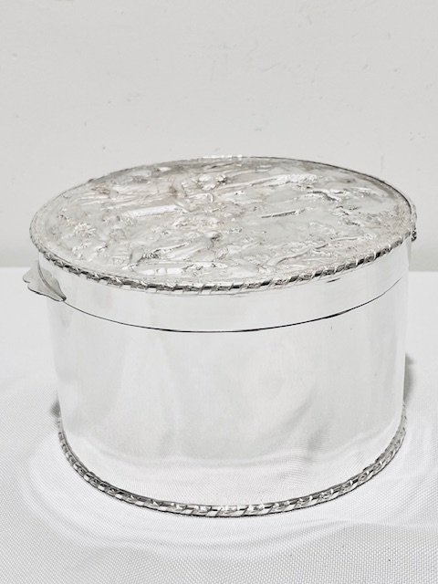 Antique Round Silver Plated Biscuit Box