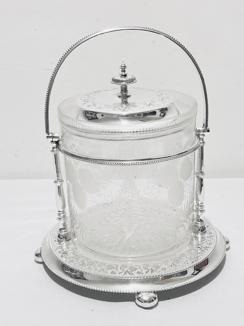 Smart Antique Silver Plated and Glass James Pinder & Co Biscuit Box