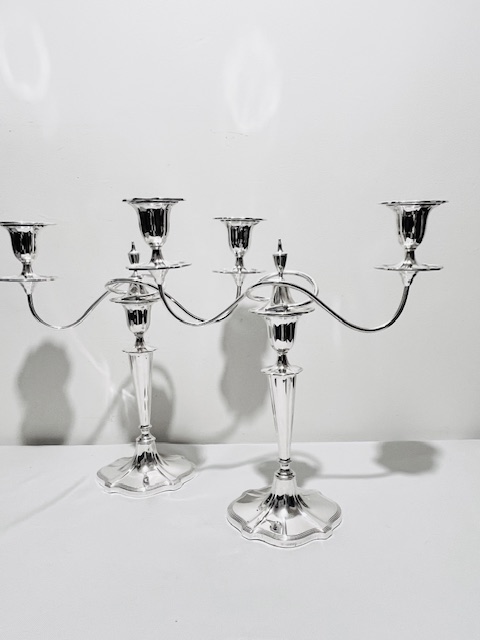 Pair of Antique Walker & Hall Silver Plated Candelabra