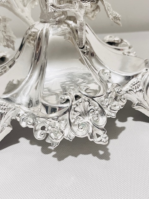 Attractive Antique Silver Plated Centrepiece with Finely Cut Glass Bowl