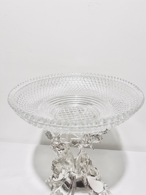 Attractive Antique Silver Plated Centrepiece with Finely Cut Glass Bowl