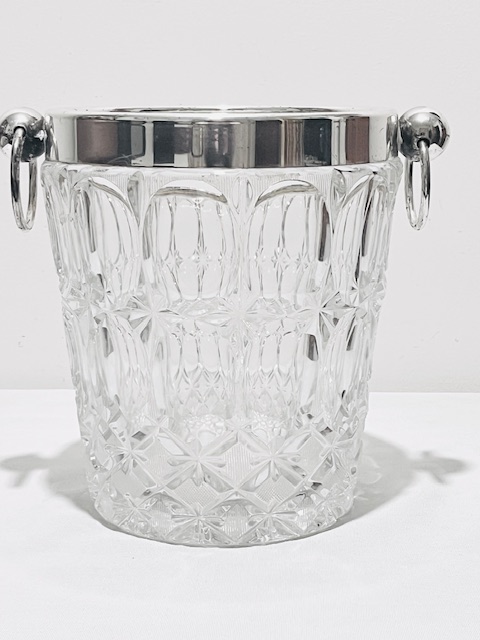 Vintage Cut Glass and Silver Plated Wine Cooler or Champagne Bucket