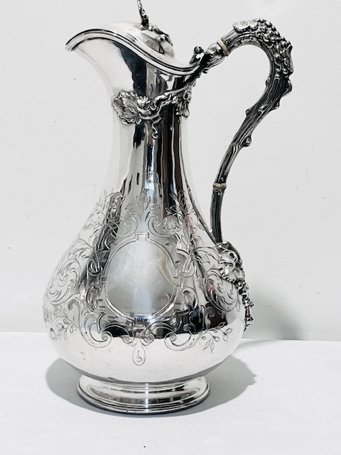 Handsome Antique Silver Plated Claret Jug with Bulbous Body