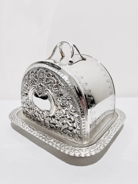 Antique Silver Plated Cheese Dish with Frosted Glass Liner (c.1880)