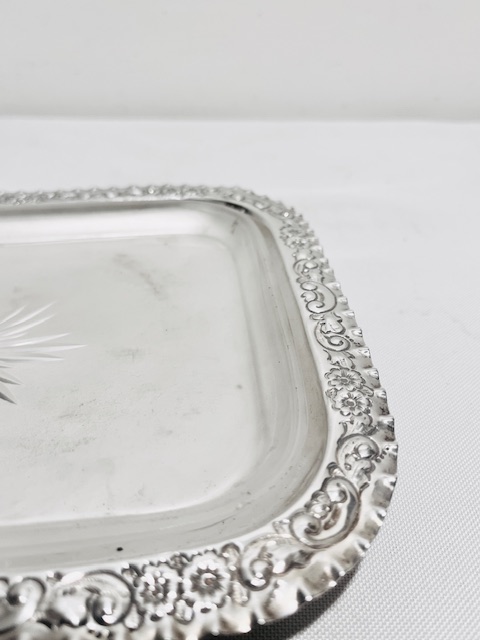 Antique Silver Plated Cheese Dish with Frosted Glass Liner