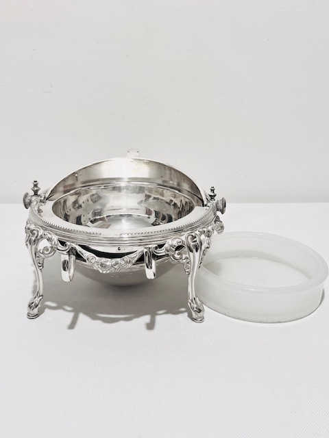 Antique Silver Plated Butter Dish with Rollover Lid