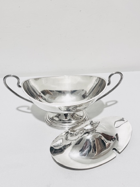 Antique Silver Plated Sauce Tureen Known as Adams Design