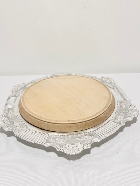 Antique Silver Plated Round Bread or Cheese Board (c.1900)