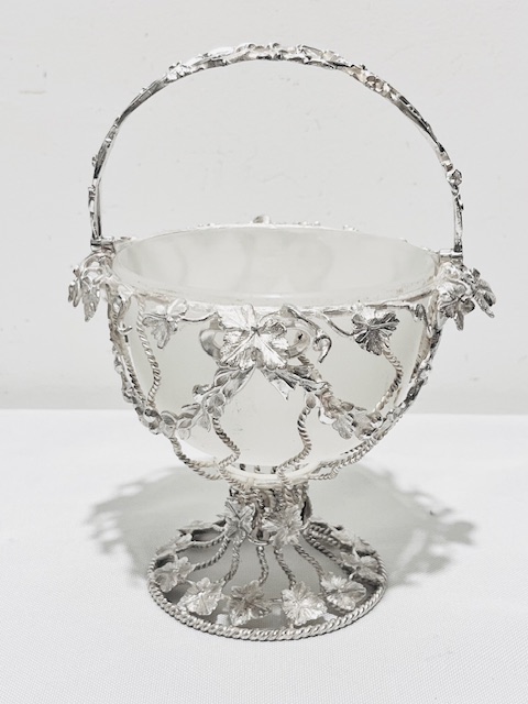 Antique Silver Plated Jam or Preserve Dish with Swing Handle